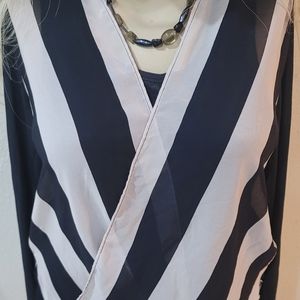 Black and tan striped blouse